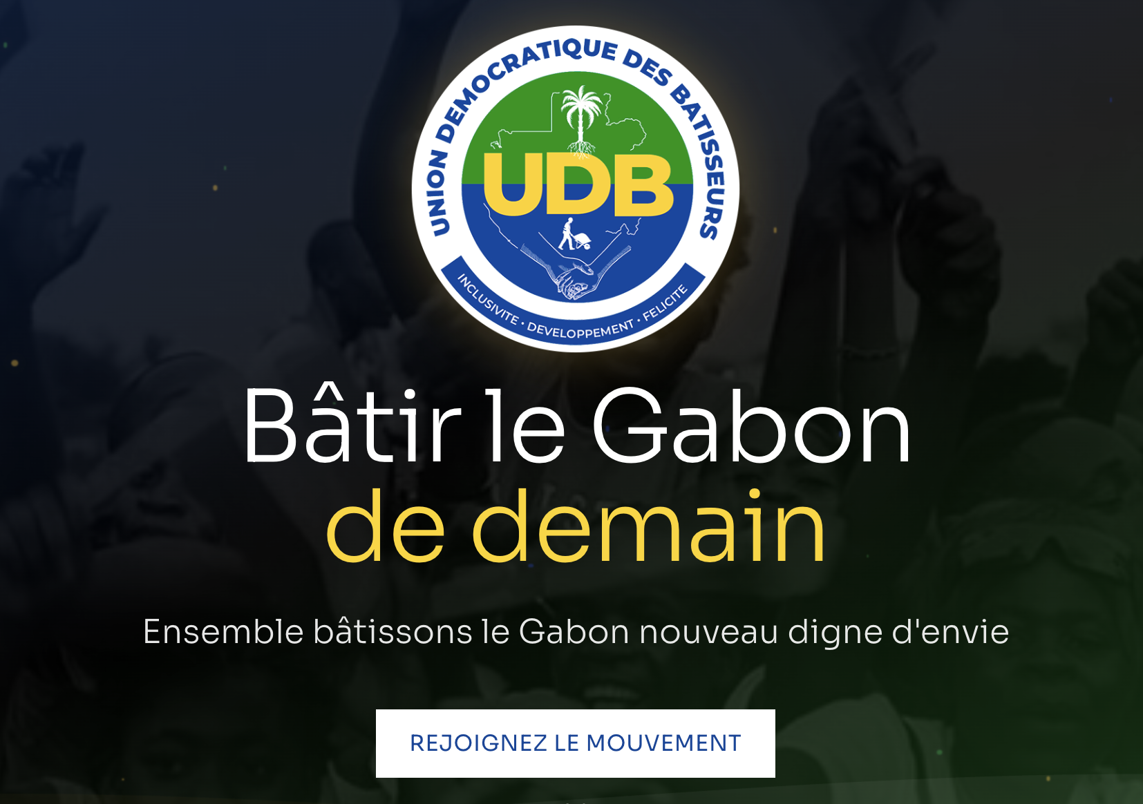 Bannière officielle UDB - Bâtir le Gabon de demain